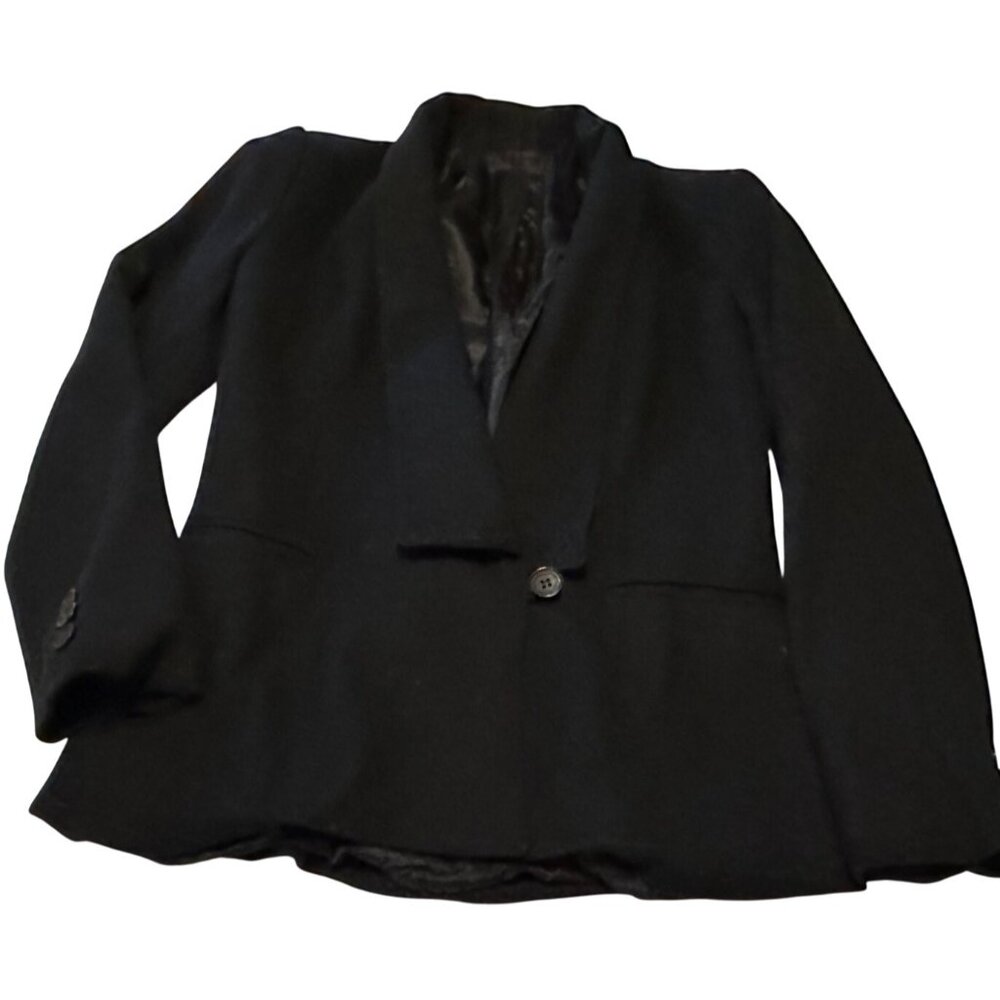 VINTAGE Women's Raspini Brand Black Blazer Jacket 100% Pure Wool Size XS/S